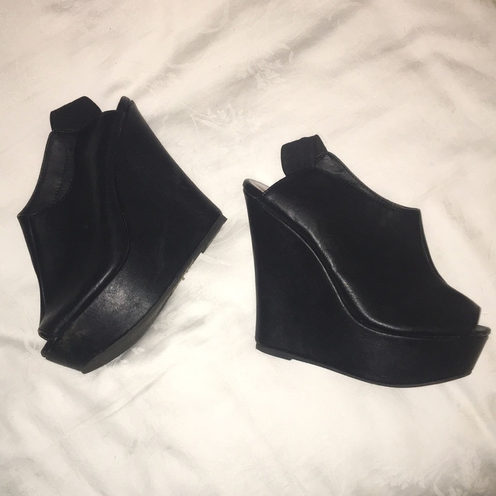 Madden Girl black peep toe wedges
